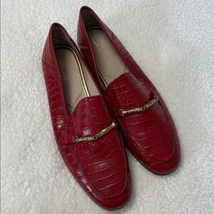 J. McLaughlin Red Loafers Gold Hardware Size 11